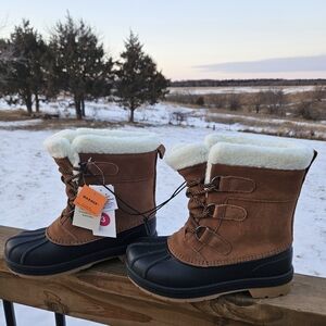 Nwt Kids' Kit Easy-On Winter Faux Fur Boots - Cat & Jack Sz 3